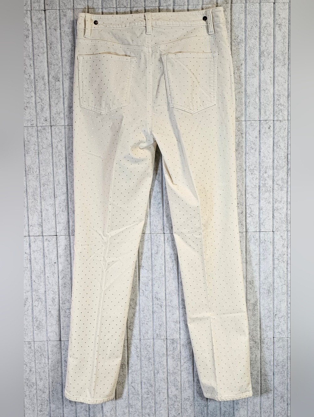 Talbots Velveteen Straight Leg Pants Womens Size 6 Ivory Studded Polka Dot - Picture 3 of 4
